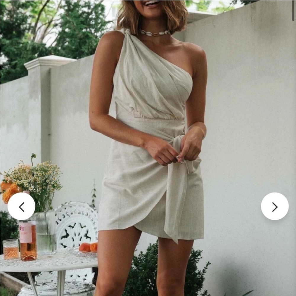 One Shoulder Mini Dress tie waist